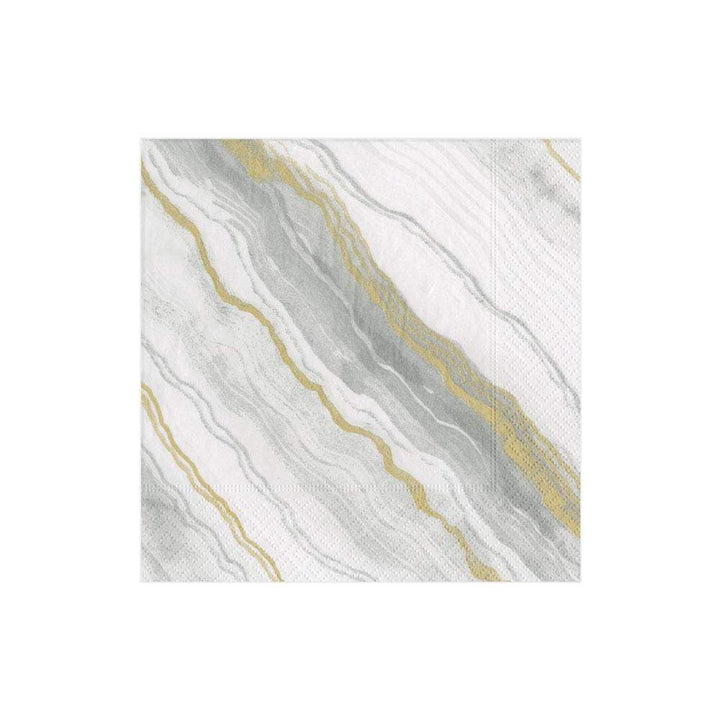 Caspari Marble Paper Cocktail Napkins in Grey- 2 Pack