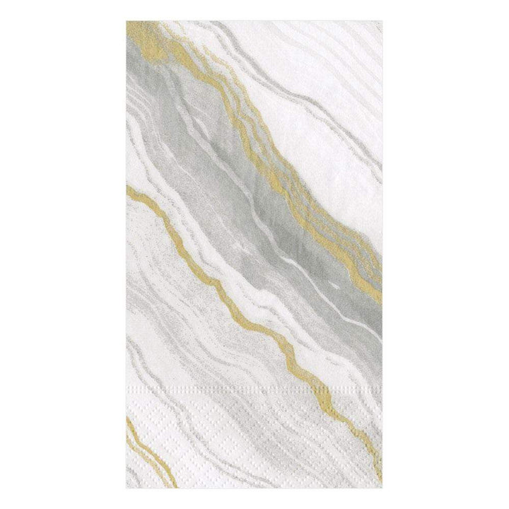 Caspari Marble Paper Guest Towel Napkins in Grey- 2 Pack