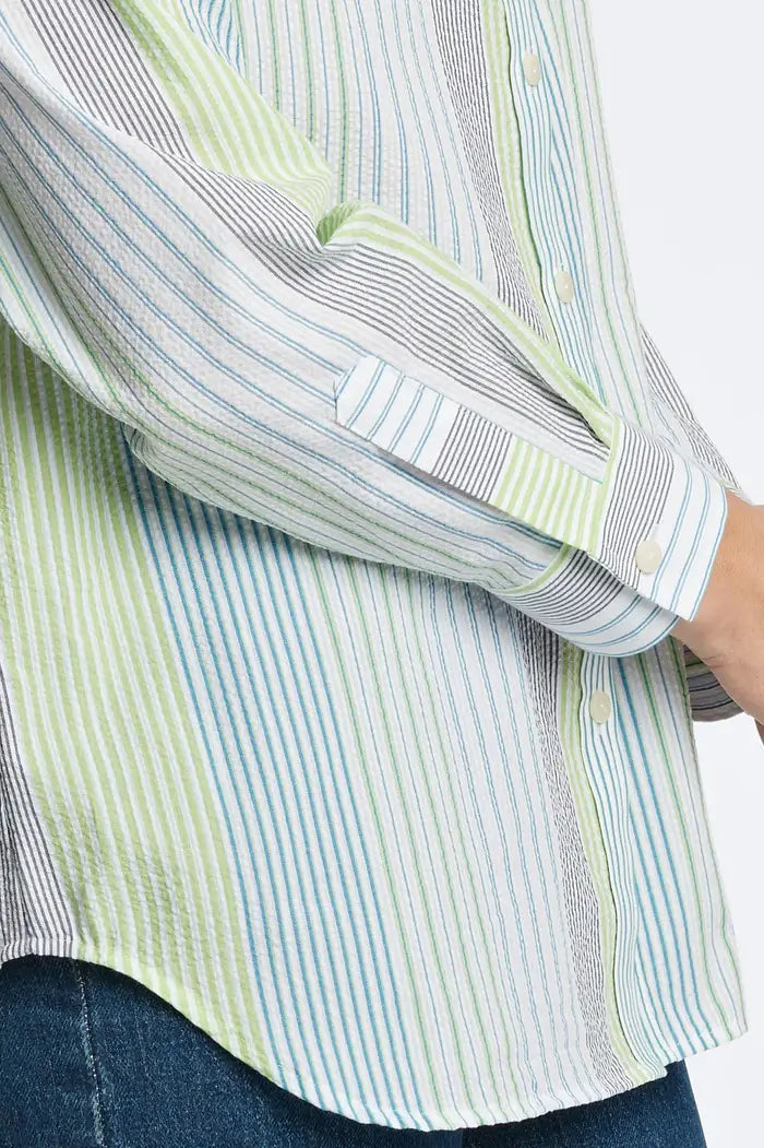 Foxcroft Boyfriend Seersucker Stripe Tunic - Mildred Hoit