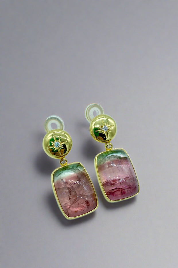 Watermelon Tourmaline Drop Earrings available at Mildred Hoit in Palm Beach.