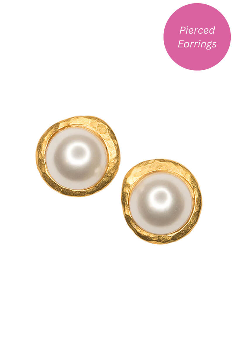 Kenneth Jay Lane Satin Gold Button Pierced Earring - Mildred Hoit