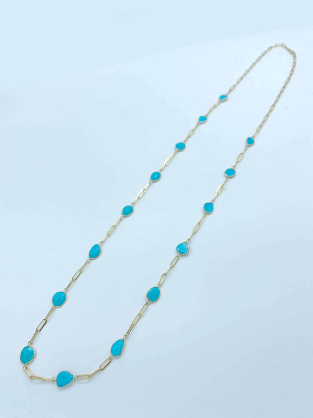 Turquoise and Gold Necklace available at Mildred Hoit in Palm Beach.