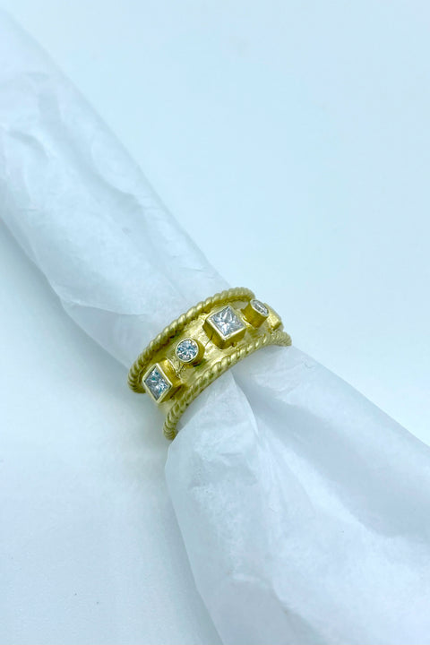 14K Gold and Matte Diamond Ring available at Mildred Hoit in Palm Beach.