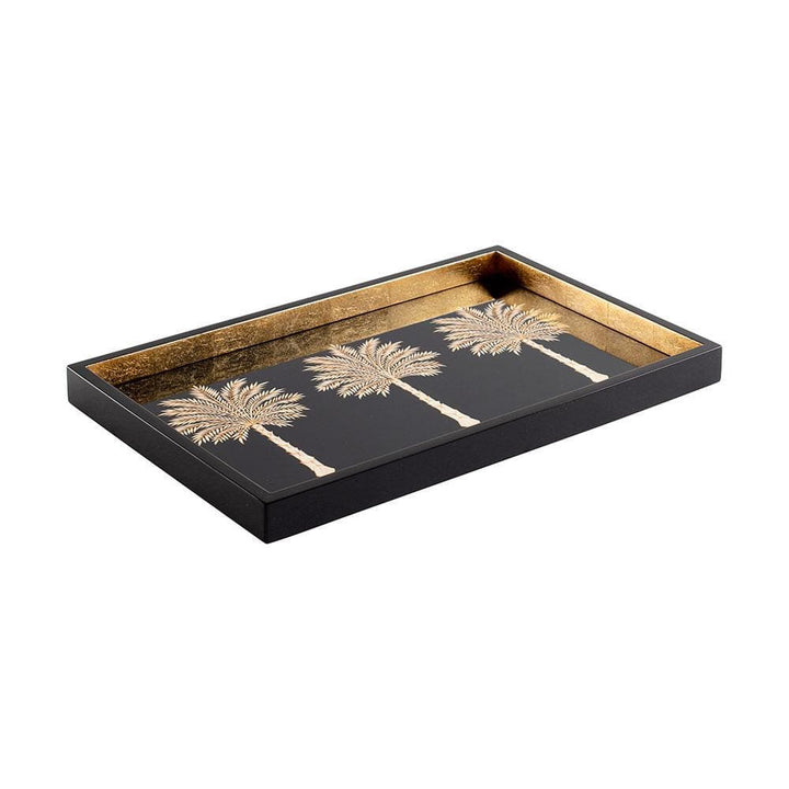 Caspari Grand Palms Lacquer Vanity Tray in Black