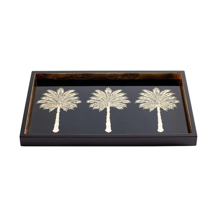 Caspari Grand Palms Lacquer Vanity Tray in Black