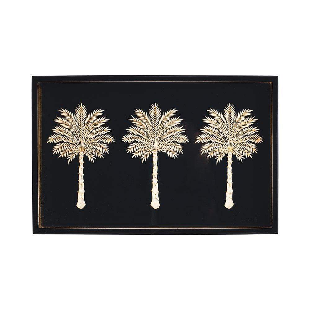 Caspari Grand Palms Lacquer Vanity Tray in Black
