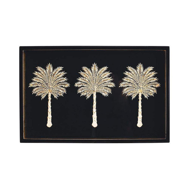 Caspari Grand Palms Lacquer Vanity Tray in Black