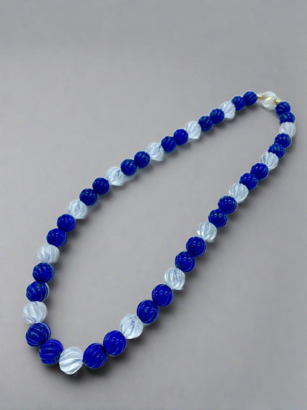 18K Gold, Lapis, and Crystal Necklace available at Mildred Hoit in Palm Beach.