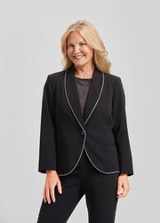 Peace of Cloth Remi Beaded Trim Jacket in Black