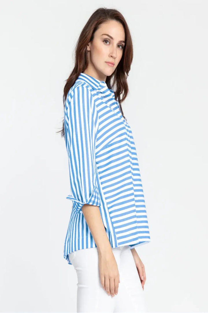 Hinson Wu Xena Blouse in Blue and White