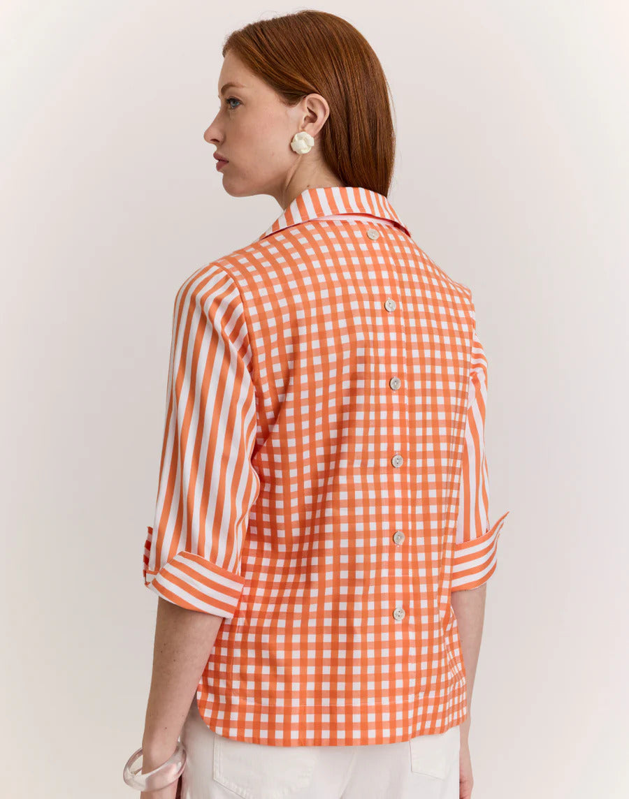Hinson Wu Aileen Top in Tangerine & White - Mildred Hoit