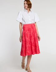 Hinson Wu Gloria Skirt in Coral available at Mildred Hoit in Palm Beach.