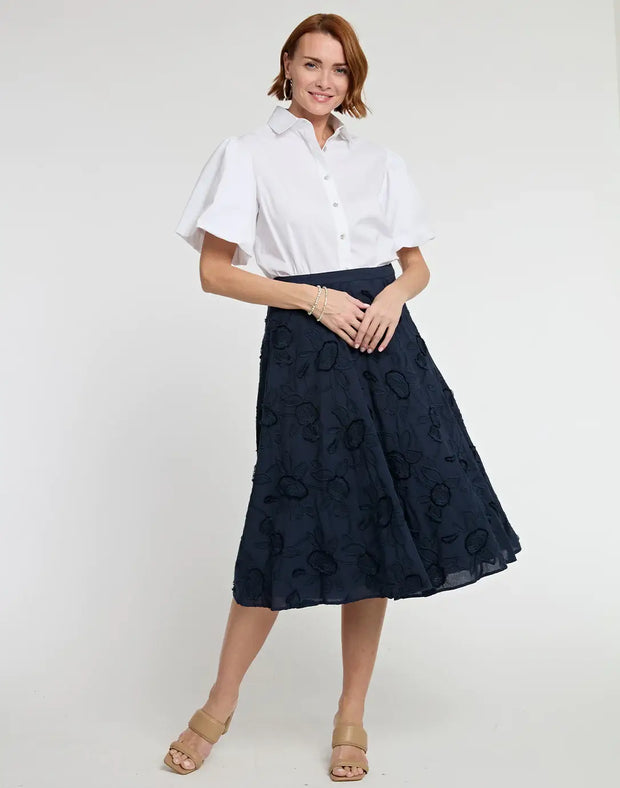Hinson Wu Gloria Skirt in Navy available at Mildred Hoit in Palm Beach.