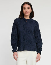 Hinson Wu Nicola Long Sleeve Navy Top available at Mildred Hoit in Palm Beach.