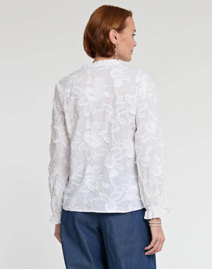 Hinson Wu Nicola Long Sleeve Blouse in Pearl - Mildred Hoit