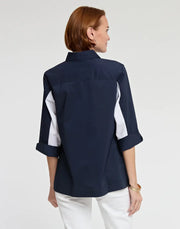 Hinson Wu Vicky Blouse in Navy and White