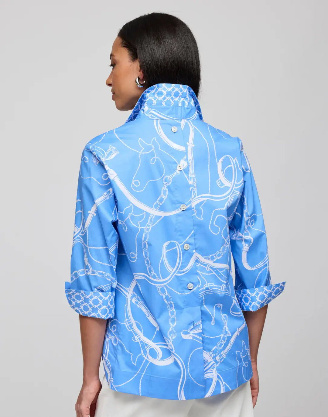 Hinson Wu Aileen Top in Cerulean and White - Mildred Hoit