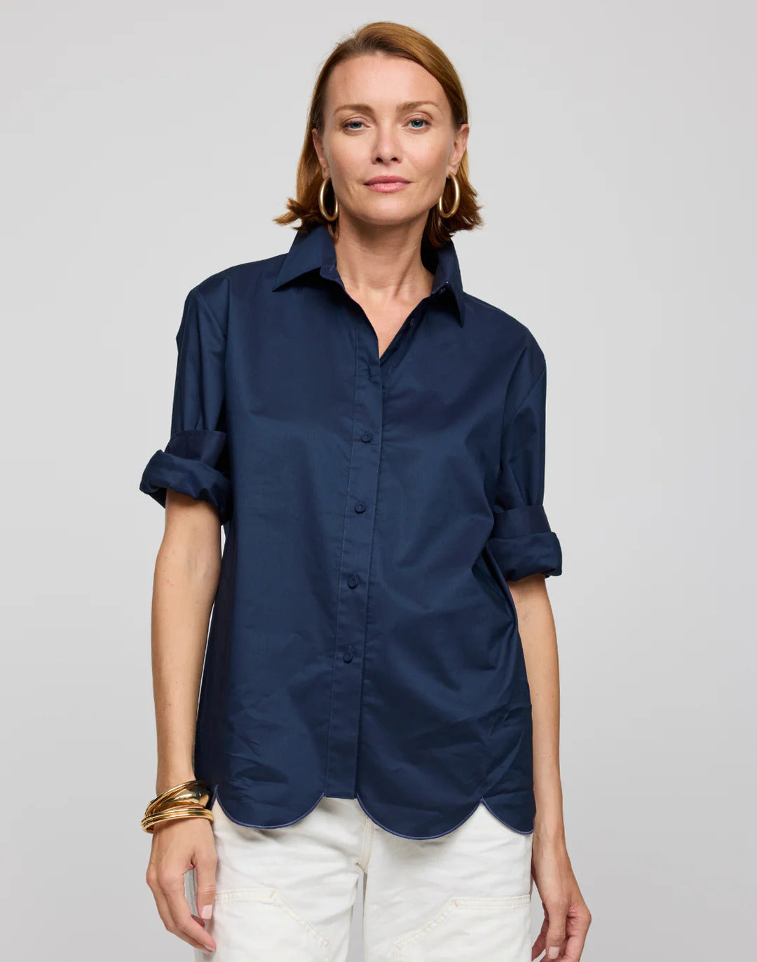 Hinson Wu Blaire Long Sleeve Shirt in Navy - Mildred Hoit