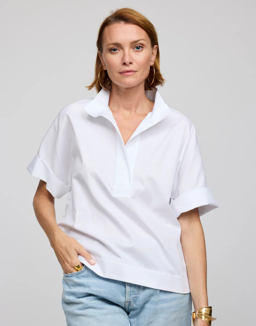 Hinson Wu Cara Elbow Sleeve Shirt in White - Mildred Hoit