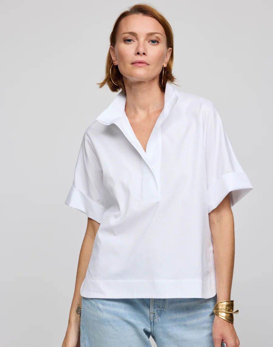 Hinson Wu Cara Elbow Sleeve Shirt in White - Mildred Hoit