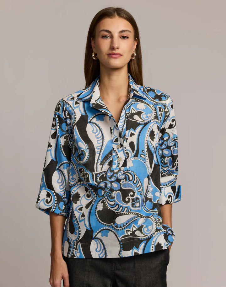 Aileen 3/4 Sleeve Dancing Paisley Shirt
