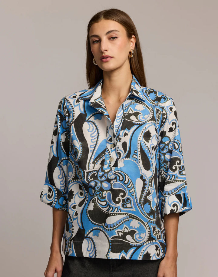 Aileen 3/4 Sleeve Dancing Paisley Shirt