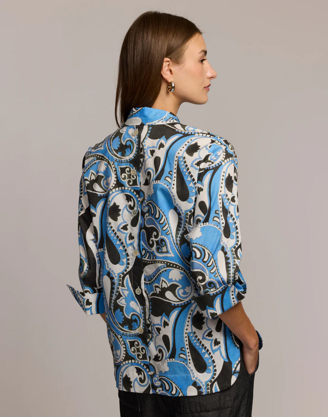 Aileen 3/4 Sleeve Dancing Paisley Shirt
