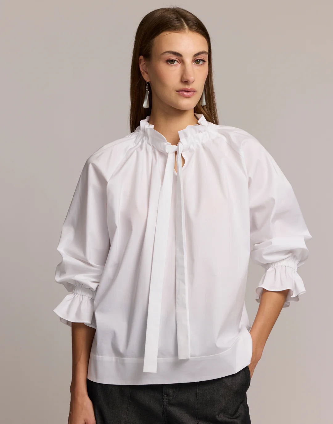 Alina Long Sleeve Shirt in White