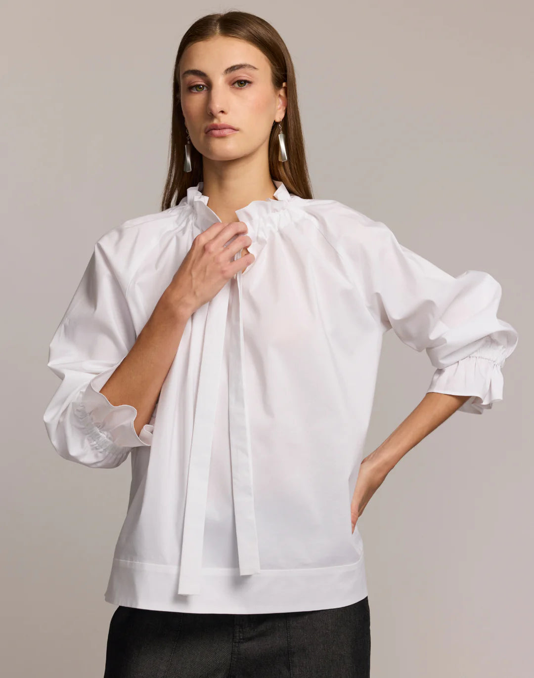 Alina Long Sleeve Shirt in White