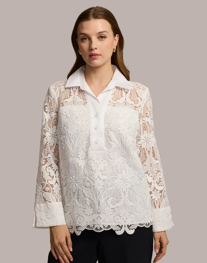 Hinson Wu Aileen Lace Shirt in White - Mildred Hoit