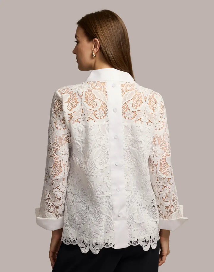 Hinson Wu Aileen Lace Shirt in White - Mildred Hoit