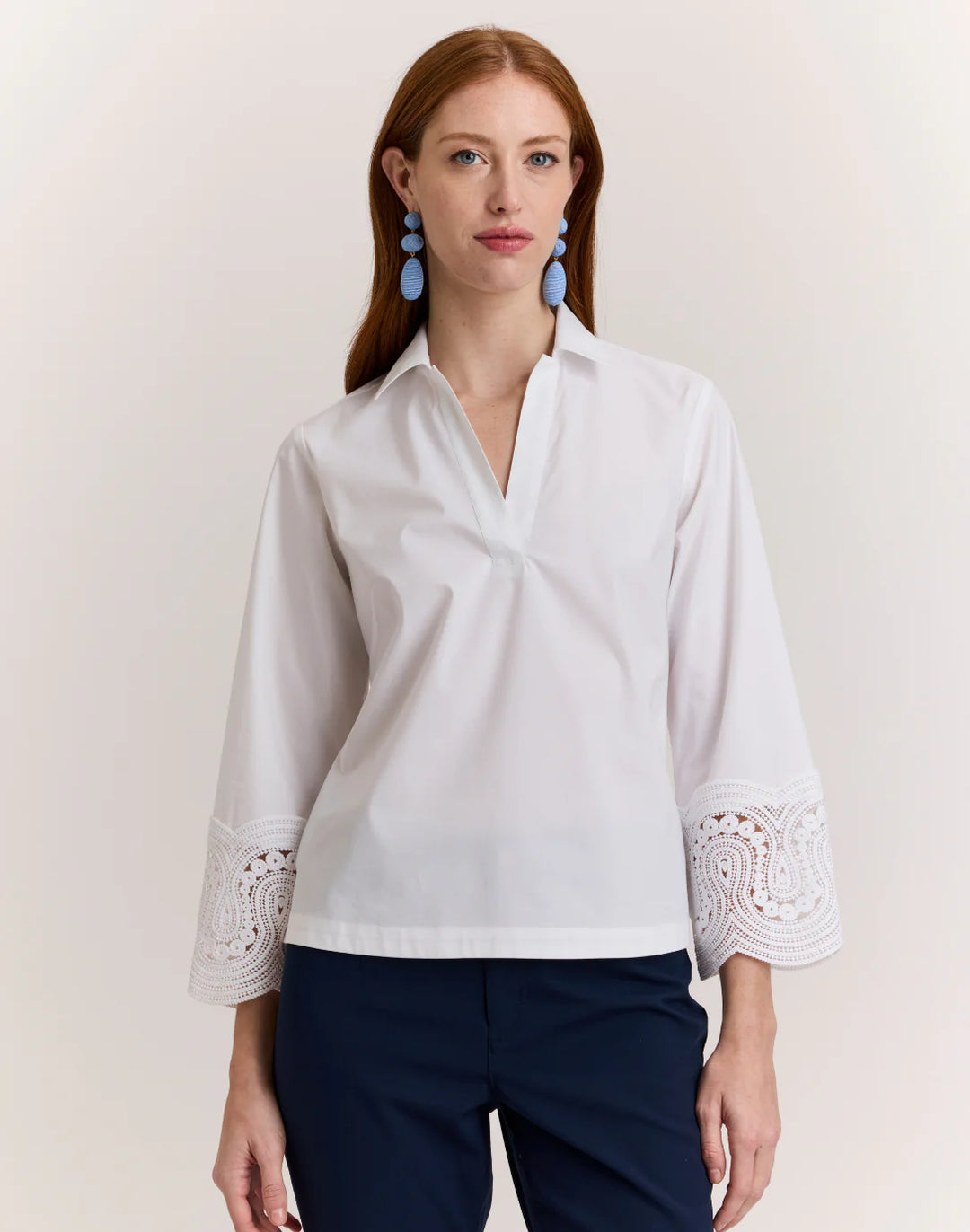 Hinson Wu Mona Bracelet Sleeve Lace Top in White - Mildred Hoit