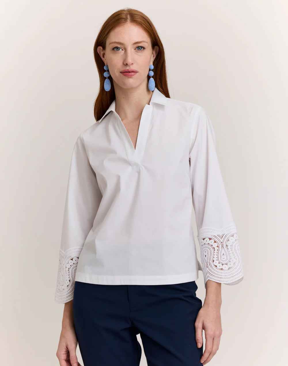 Hinson Wu Mona Bracelet Sleeve Lace Top in White - Mildred Hoit