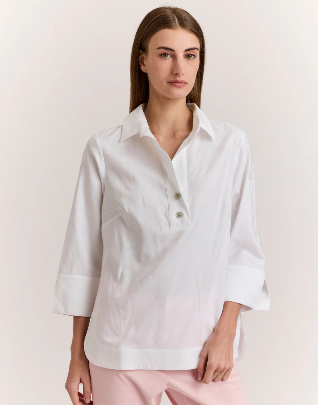 Hinson Wu Charlotte Shirt in White Leaf Motif - Mildred Hoit