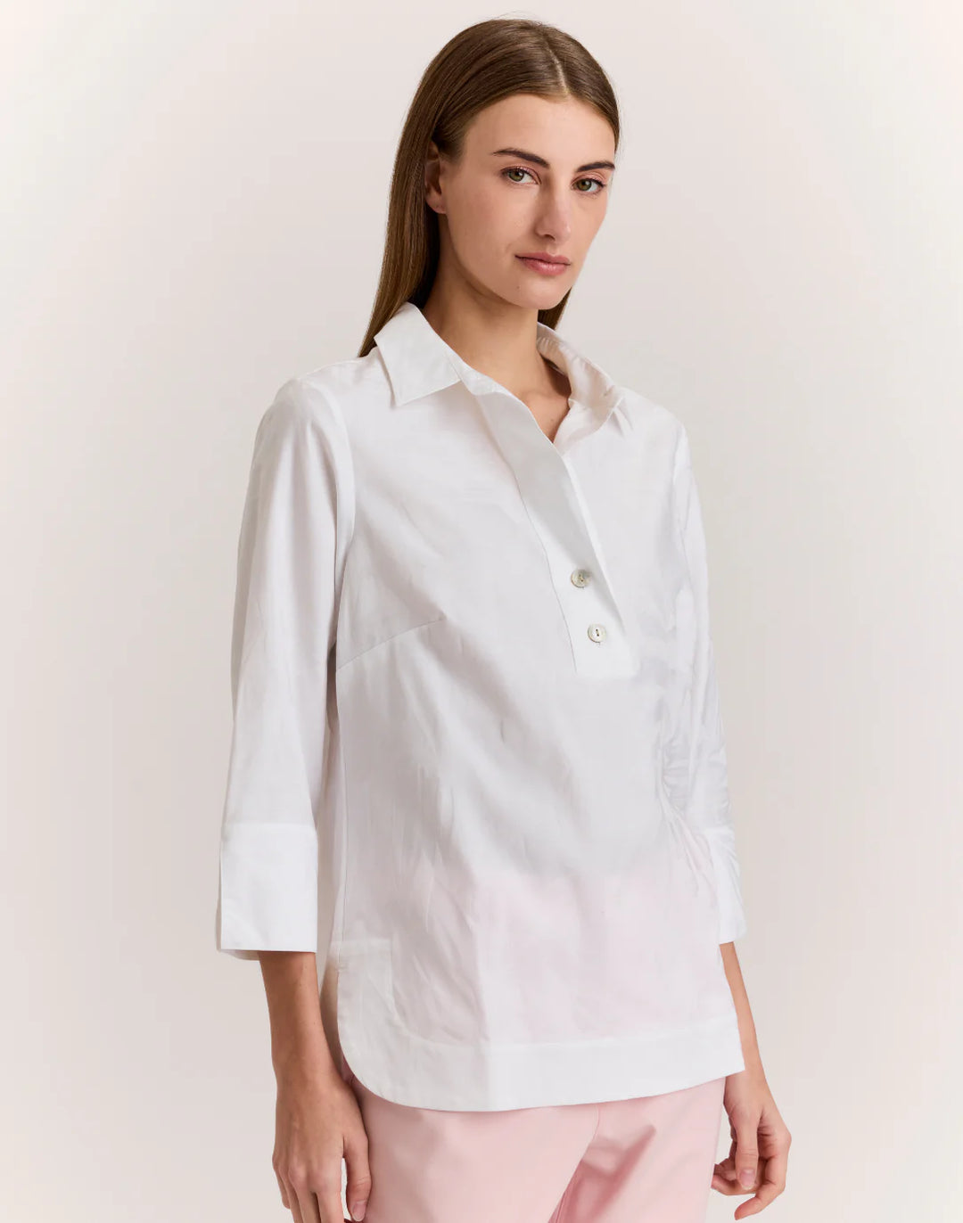 Hinson Wu Charlotte Shirt in White Leaf Motif - Mildred Hoit