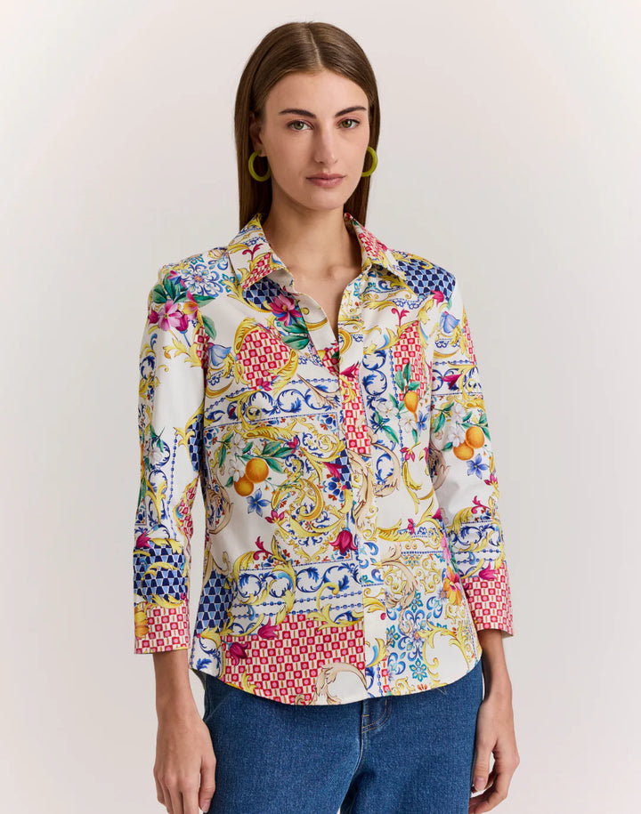 Hinson Wu Lizette 3/4 Sleeve Amalfi Print Top - Mildred Hoit