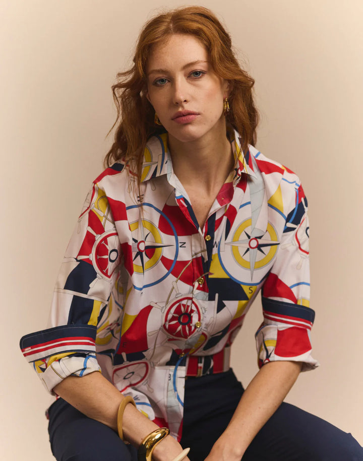 Hinson Wu Halsey Long Sleeve Shirt in Nautical Print - Mildred Hoit