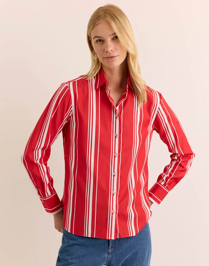 Hinson Wu Margot Stripe Shirt Rouge & White