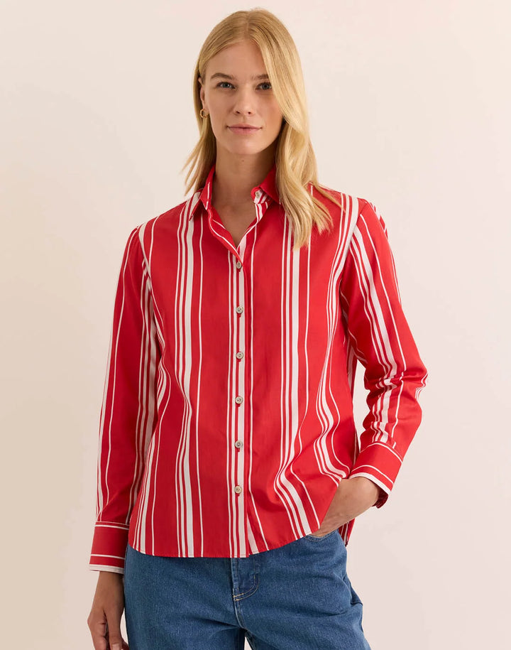 Hinson Wu Margot Stripe Shirt Rouge & White