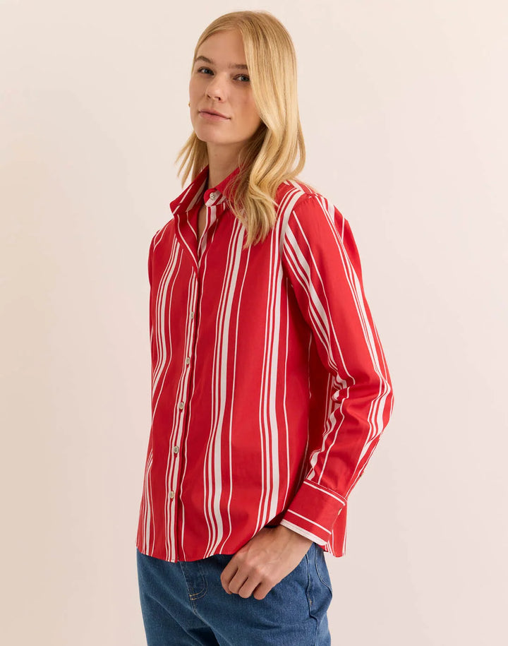 Hinson Wu Margot Stripe Shirt Rouge & White