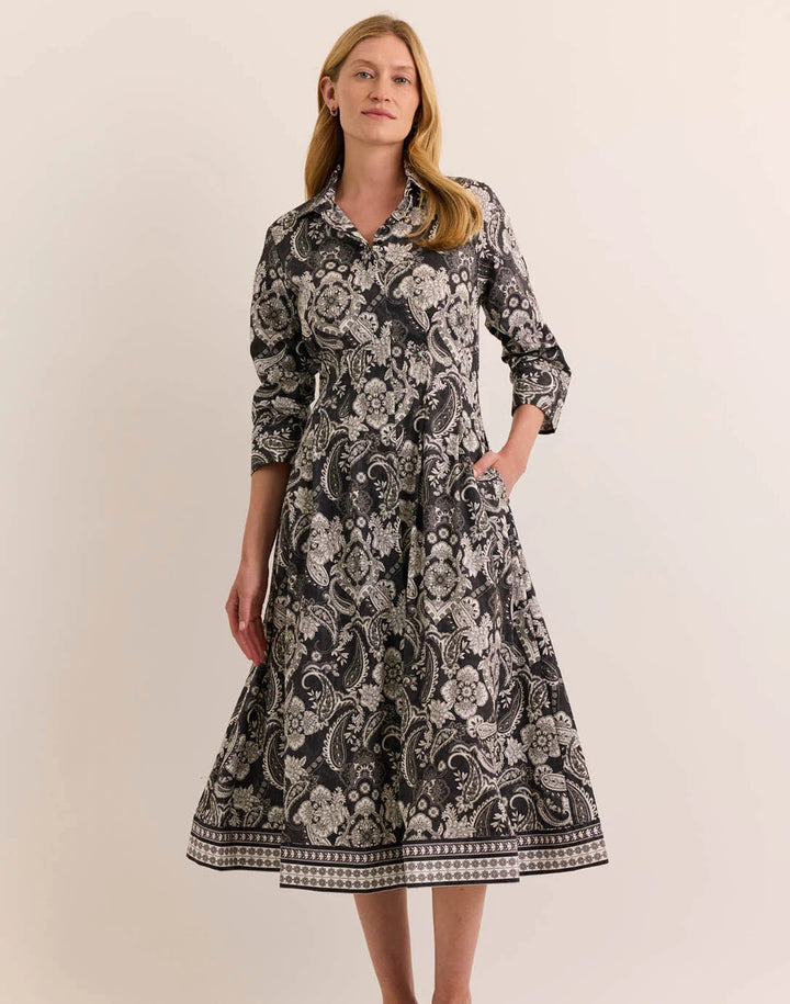 Hinson Wu Martina Painted Paisley Dress in Black