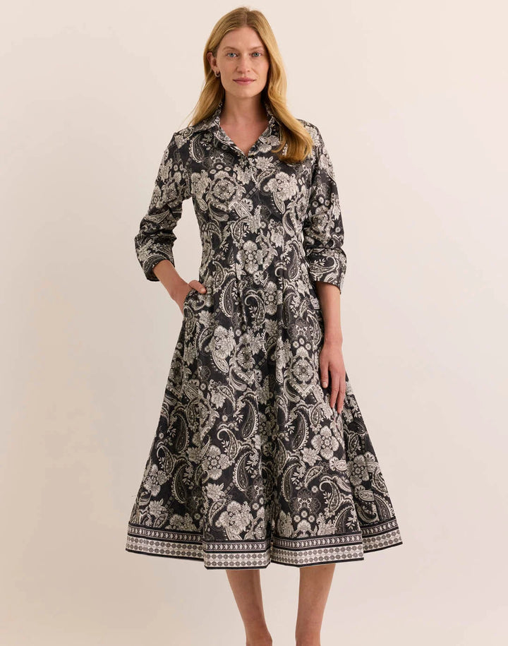 Hinson Wu Martina Painted Paisley Dress in Black