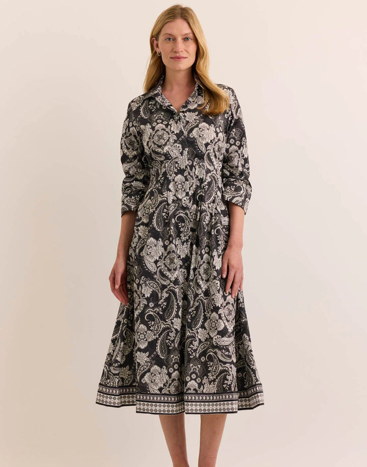 Hinson Wu Martina Painted Paisley Dress in Black