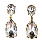 Kenneth Jay Lane Gold and Crystal Double Teardrop Earring