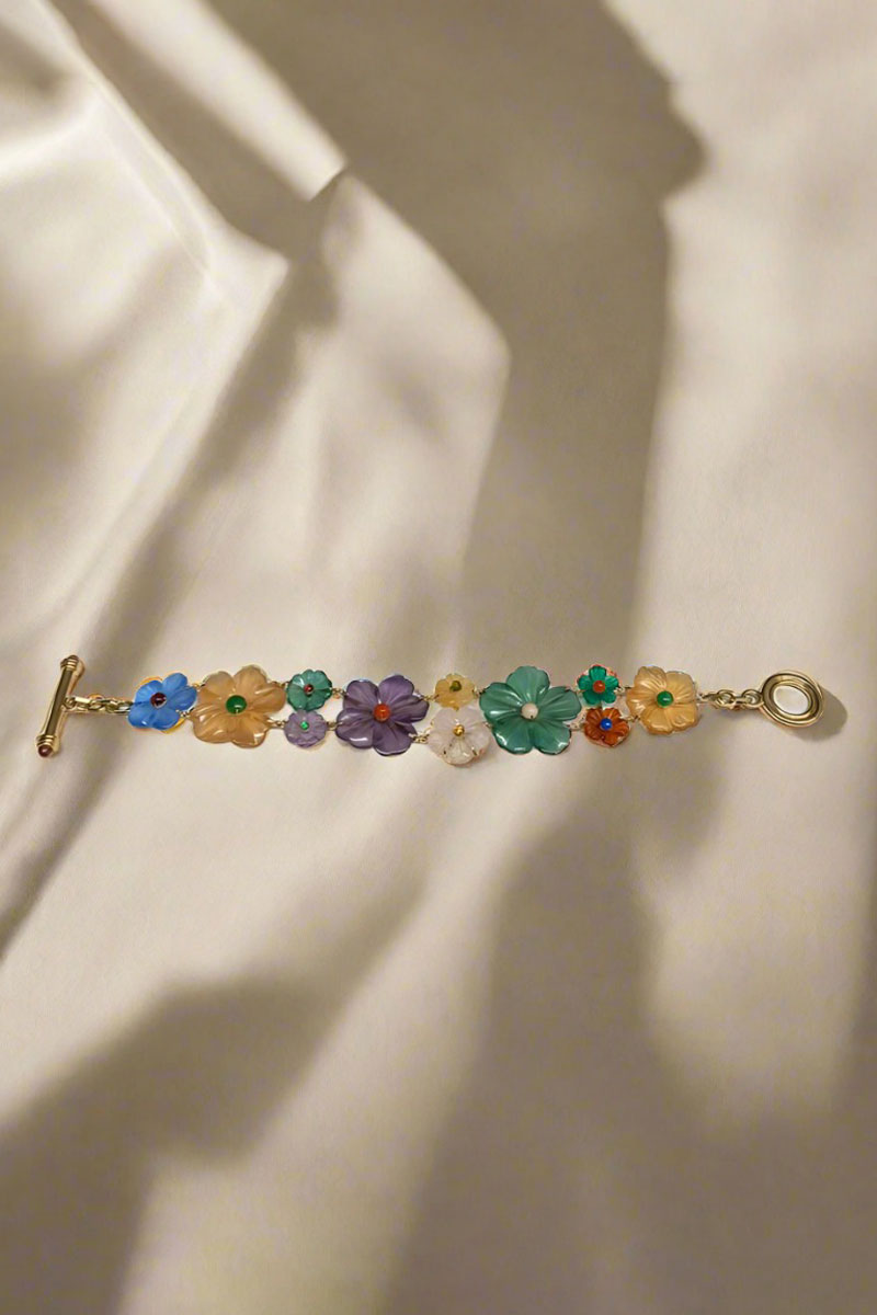 Tourmaline, Citrine, Jade, Agate, and Lapis Bracelet available at Mildred Hoit in Palm Beach.