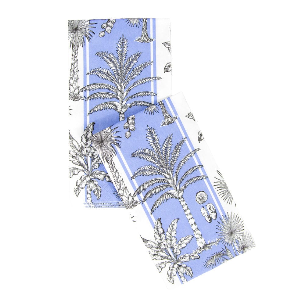 Caspari Blue and White Southern Palms Guest Towels