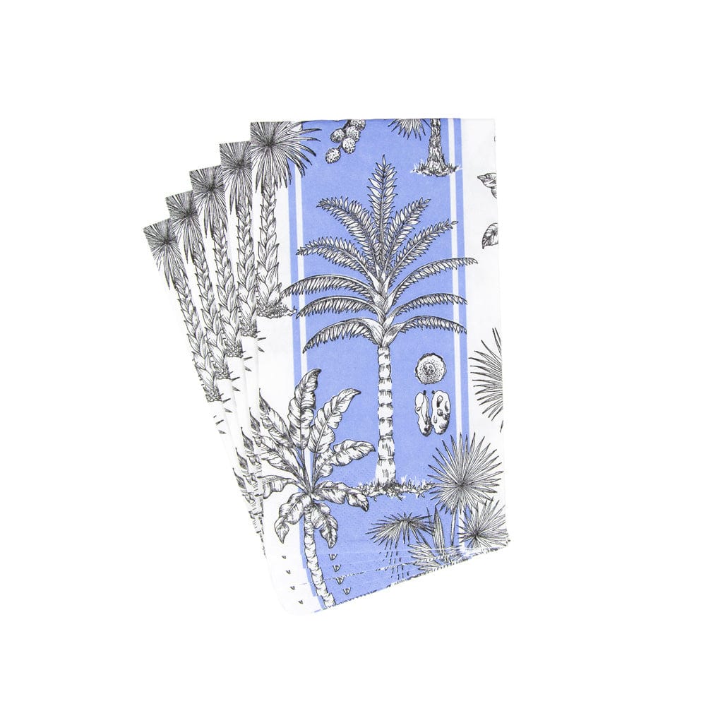 Caspari Blue and White Southern Palms Guest Towels - Mildred Hoit