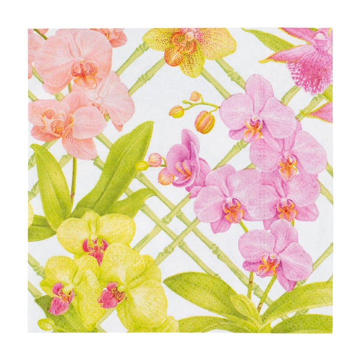 Caspari Orchid Conservatory Cocktail Napkins- 2 Pack