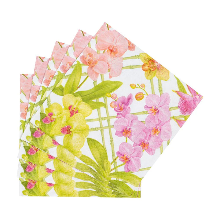 Caspari Orchid Conservatory Cocktail Napkins- 2 Pack