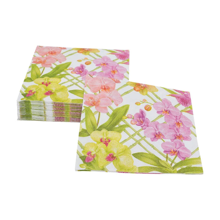 Caspari Orchid Conservatory Cocktail Napkins- 2 Pack